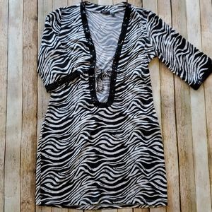 Tiger Striped Cover-Up Swimsuit Dress